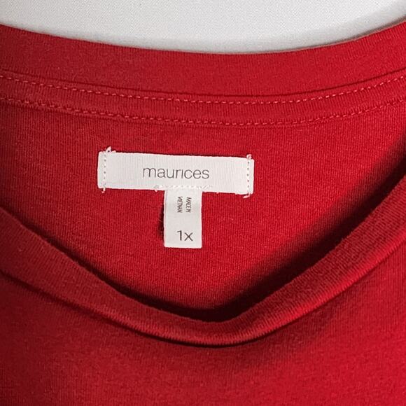 🌻3 for $18 Maurices Red Short Sleeve T shirt Top Women's Size 1X - Picture 3 of 4